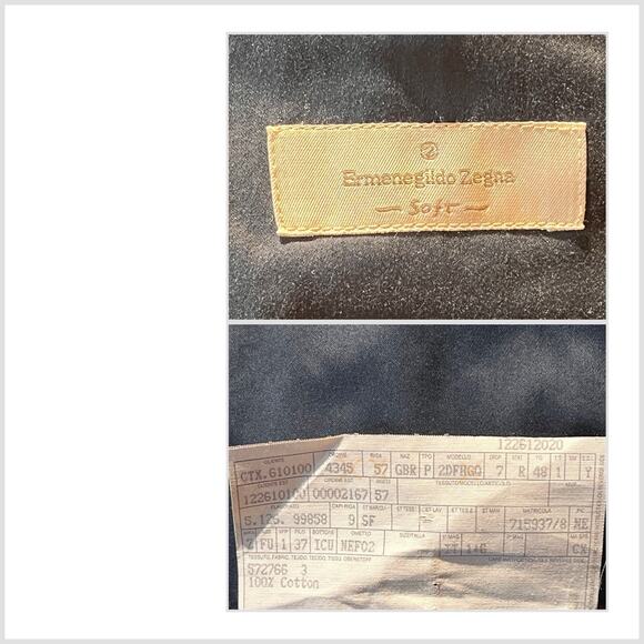 Ermenegildo Zegna 36 - 38R 30x30 Blue Brushed Cotton Suit Unconstructed 3/2 Roll - Picture 13 of 14